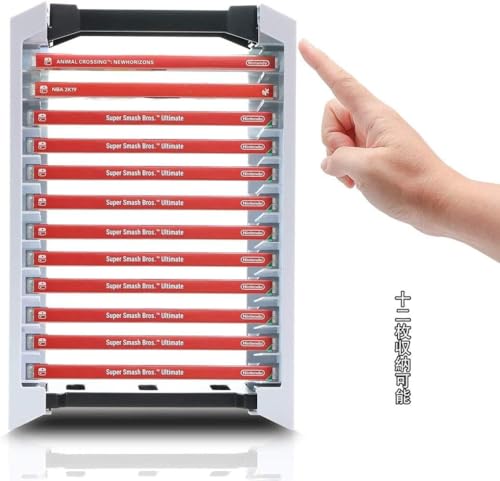 Farigrut 縦置きスタンド 12ソフト収納スペース ゲームソフトラック 縦置きスタンド付き ゲームカセット用 ディスク収納スペース 便利グッズ タワー 省スペース 多機能