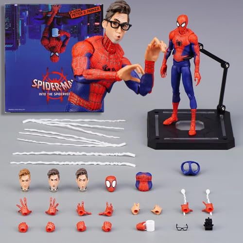 スパイダーマン(ピーター・ パーカー) Spider Man マーベル Marvel 塗装済み可動フィギュア PVC トイ像 人形モデル フィギュアーツ スパイダーマン平行宇宙 スパイダーマンが宇宙を縦横に走る おもちゃの模型 フィギュア漫画の周辺二次元の置物プレゼント 子ども向けフィギュア 記念品 贈り物 誕生日プレゼント [並行輸入品]