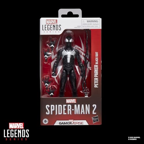 ハズブロ（Hasbro）MARVEL マーベルレジェンドシリーズ ゲーマーバース ピーター・パーカー ブラックスーツ、スパイダーマン 2 のビデオゲームを再現したコレクション用の 15 cm アクションフィギュア G0834 正規品