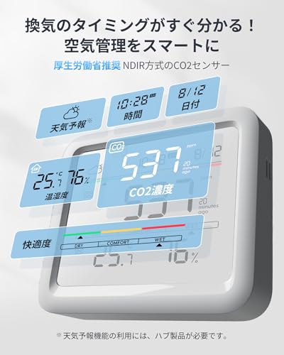 【セット買い】SwitchBot CO2センサー 二酸化炭素濃度計 温湿度計 防水温湿度計 - スイッチボット アラーム CO2測定器 スマートホーム Alexa Google Home Siriに対応(CO2センサー1点+防水温湿度計1点)