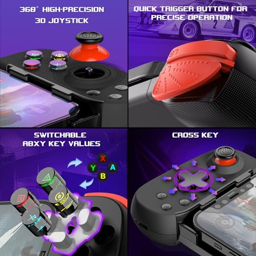 arVin モバイルゲーミングコントローラー（iPhone 16/15/14・iPad・Androidスマホ/タブレット・Switch対応）— PS5/PS4/Xbox/PC用PSリモートプレイ対応ゲームパッド、クラウドゲーミング・アーケード・MFiゲーム・CODM・Roblox対応ワイヤレスジョイスティック (ブラック, シンプル版 (D6DP))