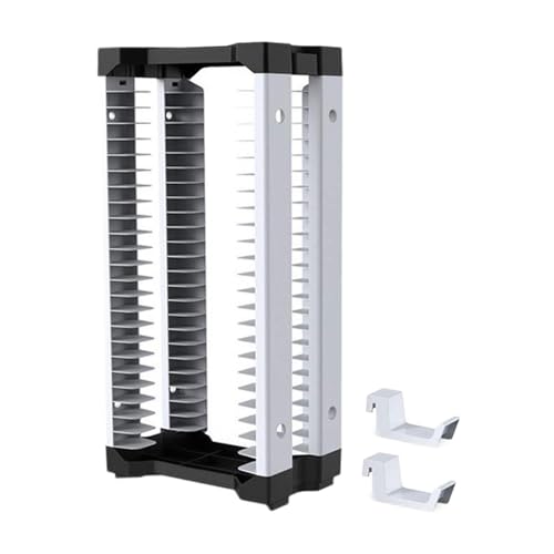 Ｐｒａｓｋｕ ゲームソフト 収納タワー ストレージスタンド PS5/PS4/PS3/Xbox Series S & X/Switch ブルーレイ【18枚収納可能+コントローラーホルダー付き】ゲームカセット ビデオゲーム棚 便利グッズ 省スペース 縦置きスタンド