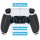 コントローラーではない。eXtremeRate ps5コントローラー(BDM-030&BDM-040&BDM-050)に対応用ラバーグリップ付きプラスティック製RISE4 V3背面リマップキット、ps5コントローラー用アップグレードボード&バックシェルラバーグリップ付き&4バックボタン【ホワイトブラック&ブラック背面ボタン】