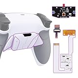 コントローラーではない。eXtremeRate ps5コントローラー(BDM-030&BDM-040&BDM-050)に対応用ラバーグリップ付きプラスティック製RISE4 V3背面リマップキット、ps5コントローラー用アップグレードボード&白いバックシェルラバーグリップ付き&白いバックボタン【グレー】