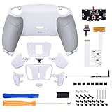 コントローラーではない。eXtremeRate ps5コントローラー(BDM-030&BDM-040&BDM-050)に対応用ラバーグリップ付きプラスティック製RISE4 V3背面リマップキット、ps5コントローラー用アップグレードボード&白いバックシェルラバーグリップ付き&白いバックボタン【グレー】