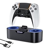 NEWDERY PS5 コントローラー 充電スタンド PS5 コントローラー edge 充電器 収納スタンド 急速充電 周辺機器 アクセサリ USB-Cケーブル付属 LED指示ランプ付き 過充電防止 コンパクト 軽量 ブラック