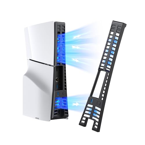 PS5 Slim用 冷却ファン KIWIHOME PS5 用 冷却 PS5スリム用 冷却fan 自動温度検出 風速調整可能 LEDライト USB 3.0付き 低騒音 放熱改善 熱対策 PS5 周辺機器/アクセサリー プレステ5 slim用冷却 ディスク通常版/デジタル版対応 【PS5/PS5 Pro非対応】 (4つのファン Black)