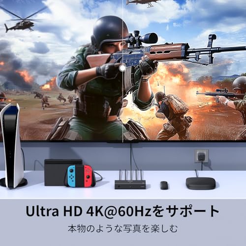 UGREEN HDMI切り替え器 3入力1出力 4K@60Hz リモコン付き HDR10+ CEC HDCP2.2対応 HDMI切替器 Switch/PS5/4/3 Xbox TV Fire Stick Blu-Ray Player対応 手動切り替え