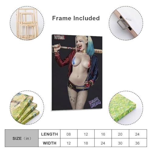 スーサイドスクワッド映画ハーレークインポスター(1) 部屋飾り キャンバスウォールアート 印刷 ポスター 版画 壁飾り 壁の絵 壁掛け ホームアートワーク08x12inch(20x30cm)