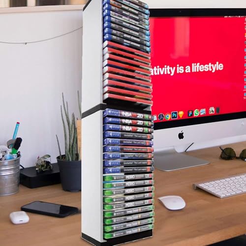 ps5 ゲーム 収納 ゲームソフト 収納 ゲームソフト 収納ラック BD ディスク収納 便利グッズ タワー型 36スロット ユニバーサルゲームタワーラックスタンドホルダー 大容量 ps4 One Xboxシゲームディスク収納ラック white