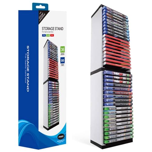 ps5 ゲーム 収納 ゲームソフト 収納 ゲームソフト 収納ラック BD ディスク収納 便利グッズ タワー型 36スロット ユニバーサルゲームタワーラックスタンドホルダー 大容量 ps4 One Xboxシゲームディスク収納ラック white