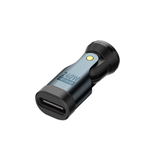 DAIAD マグネット充電変換アダプターのみ 9ピン PD 240W USB Type-C MicroUSB 急速充電 防塵 360度回転 LED (グレー, 0.02)