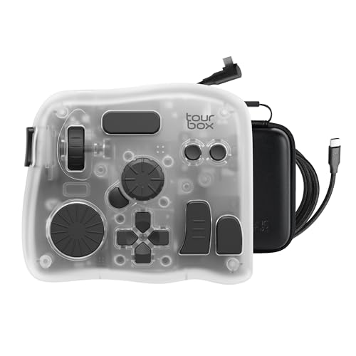 TourBox Elite Plus、iPad 左手デバイス Bluetooth イラスト Procreate Clip Studio Paint Lightroom DaVinci Resolve Photoshop 人間工学 触覚フィードバック 画像写真 動画編集 コントローラー 音声制作 色調補正 液タブ 片手 キーボード ブラインド操作 無線ショートカットキー Mac Windows対応