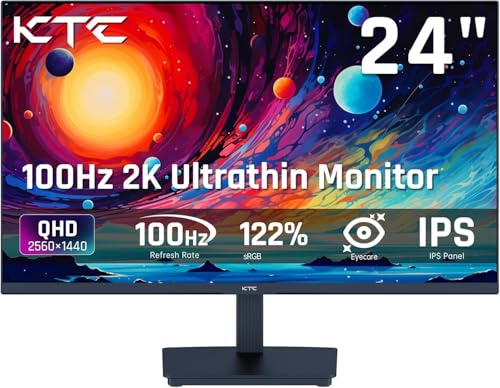 KTC 24インチ モニター WQHD(2560×1440) 100Hz IPSパネル ブルーライト軽減 FreeSync & G-Sync サポート オフィス＆カジュアルゲーミング対応 122%sRGB 高色域対応 PCモニター H24T27
