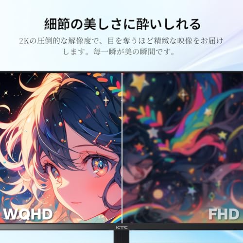 KTC 24インチ モニター WQHD(2560×1440) 100Hz IPSパネル ブルーライト軽減 FreeSync & G-Sync サポート オフィス＆カジュアルゲーミング対応 122%sRGB 高色域対応 PCモニター H24T27