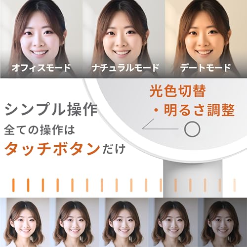 PRIDEMII（プライドミー） 卓上LED拡大鏡 ２０倍 × １倍の両面タイプ 便利機能満載 折りたたみコンパクト LEDライト リチウムバッテリー内蔵 簡単タッチ操作 トラベル・持ち運びに便利 明るさ無段階調整 化粧鏡 卓上ミラー