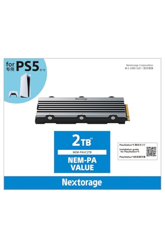 Nextorage 日本メーカー Valueシリーズ 2TB PS5対応ヒートシンク一体型内蔵SSD 新デザインHeatSink M.2 2280 PCIe4.0 NVMe SSD NEM-PAVC2TB/N SYM ネクストレージ 【PS5/PS5 Pro 動作確認済み】