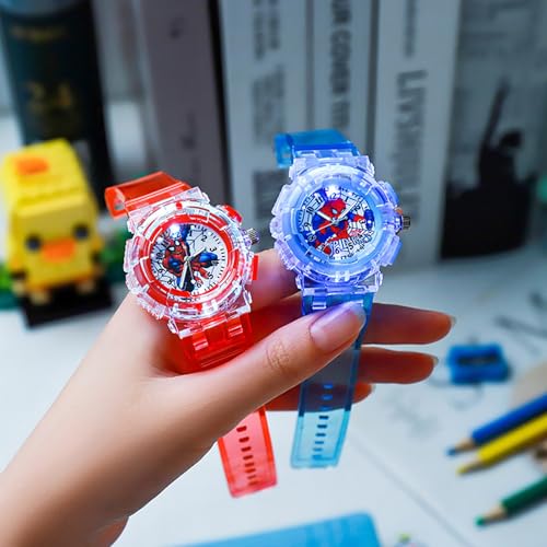 スパイダーマン 腕時計 子供 ォーツ時計 腕時計 軽量 クオーツ腕時計 ウォッチ 光る腕時計 格好良い シンプル腕時計 うで時計 かわいい ウォッチ 入学 入園 誕生日 プレゼント 男女兼用 ブルー