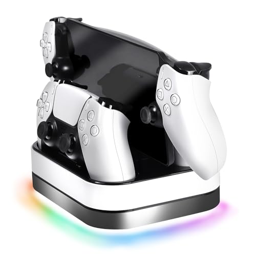 【PS Portal & PS5コントローラー対応】 EGGSLINER GAMES 充電スタンド 2台同時充電 プレステ5 コントローラー充電器 DualSense/Edge/PSポータル対応 PS5 周辺機器 収納スタンド