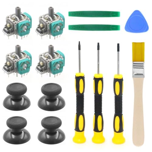KKLM コントローラー交換用 修理キット一式 Xbox Series X/S コントローラー対応 3Dジョイスティック交換パーツ 4個セット＋アナログキャップ＋分解ツール付き（T6/T8/T10ドライバー含む）