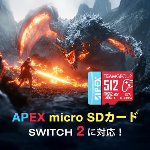 TEAMGROUP (旧称 Team) microSD Express カード 512GB 【 Nintendo Switch2 動作確認済み 】 APEX UHS-I U3 A1 V30 読出800MB/s 書込700MB/s PCデータ転送/4K動画撮影向け 日本正規5年保証 TAPMSDE512GIV30A102