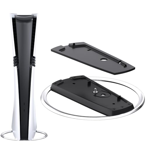 PS5 / PS5 Slim / PS5 Pro 縦置きスタンド, For PlayStation 5 専用，PS5スタ ンド, 合金材質 転倒防止 地震対策 傷付き防止 放熱改善, インストール簡単, PS5 Slim-スタンド, PS5 Pro対応 PS5 周辺機器,ネジ 日本語取扱説明書付き (ブラック)