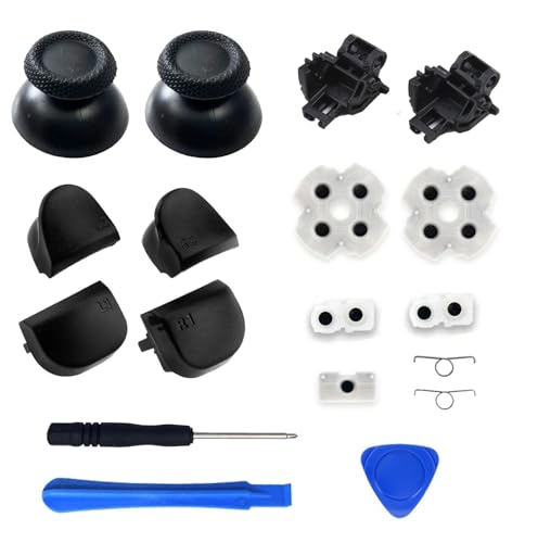(18in1)PS5 コントローラー 修理 ps5 コントローラー 修理キット ps5 コントローラー ゴム 交換 導電性 L1 L2 R1 R2 トリガー ブラック スプリング付き 互換部品PS5コントローラー交換用ボタン