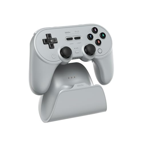 8BitDo Pro 3 BluetoothコントローラーSwitch/Switch 2用-TMRジョイスティック、交換可能なABXYボタン、プロ仕様のバックボタン、充電ドック、ホールエフェクトトリガー、Windows、Apple、SteamOS、Androidに対応（Gray）