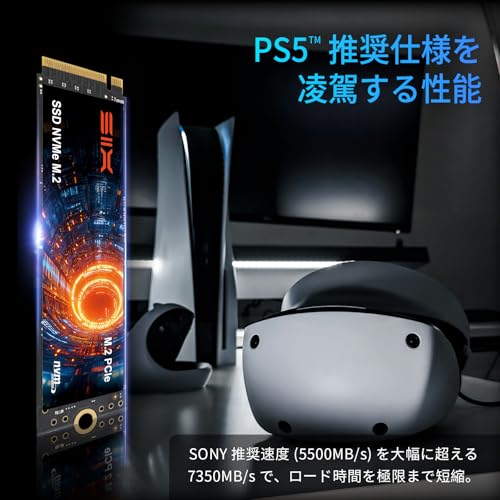 SIX NVMe M.2 SSD 1TB PCIe Gen4x4，PS5メモリー拡張対応/ヒートシンク付 最大読込7350MB/s M.2 2280 デスクトップ/ノートPC用 ゲーミングSSD