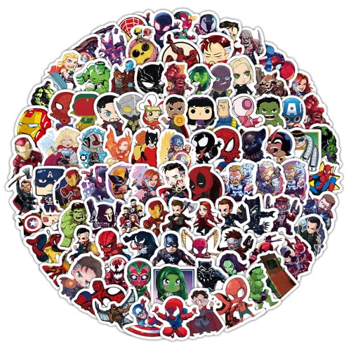 sanyuexiaozai マーベル アベンジャーズ ステッカーセット, 120枚入り, 防水デカール, スーツケース・ノートPC・スマホ・バイク用