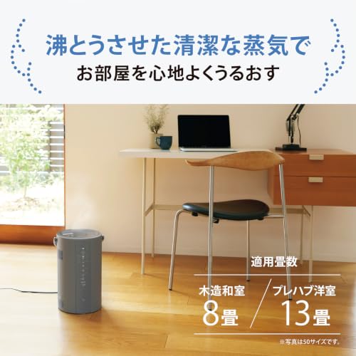 象印マホービン 加湿器 4.0L リビング・寝室で使える⻑時間加湿タイプ スチーム式 蒸気式 フィルター不要 お手入れ簡単 グレー EE-DF50-HA