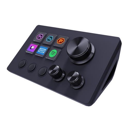 Basicolor ストリームコントローラーデック ショートカットキーボード 6つのカスタマイズ可能なマクロキー 3つのダイヤル 仕事効率化デバイスOBS/PowerPoint/Excel/Word/Photoshop/Adobe Premiere Pro対応Windows 10/Mac14.0対応 (N3ブラック)