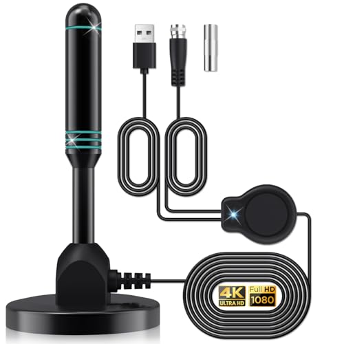 室内アンテナ テレビアンテナ 【500KM·信号増強】地デジアンテナ最強 受信範囲 4K HDTV 360度全方位受信 改良 高性能 高感度 弱電界地域用 設置簡単 USB式 薄型&小型軽量信号ブースター付き 全種類 UHF VHF 対応 ブルー