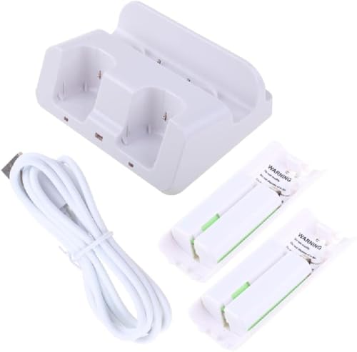 NETWOW 充電ステーション ドックスタンド 充電器 Wiiリモコン Uゲームパッド用 バッテリーとUSB充電コード ゲームシステム付き (ホワイト)