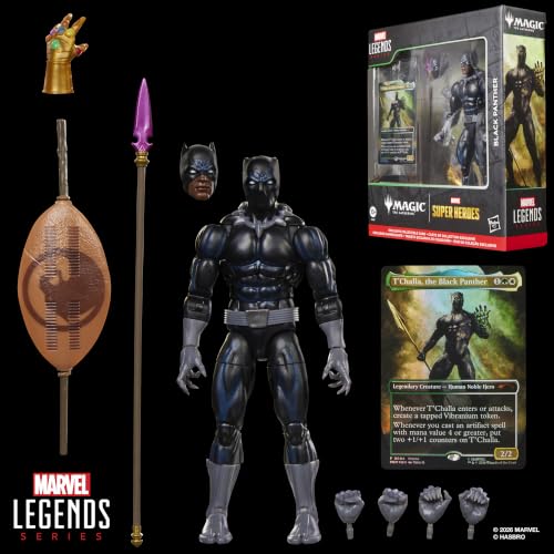 【Amazon.co.jp限定】ハズブロ（Hasbro）MARVEL マーベルレジェンド・シリーズ マーベル スーパー・ヒーローズ『マジック：ザ・ギャザリング』ブラックパンサー、15 cm アクションフィギュアのおもちゃ＋限定フォイル仕様のトレーディングカードゲーム用トレカ G2107 正規品