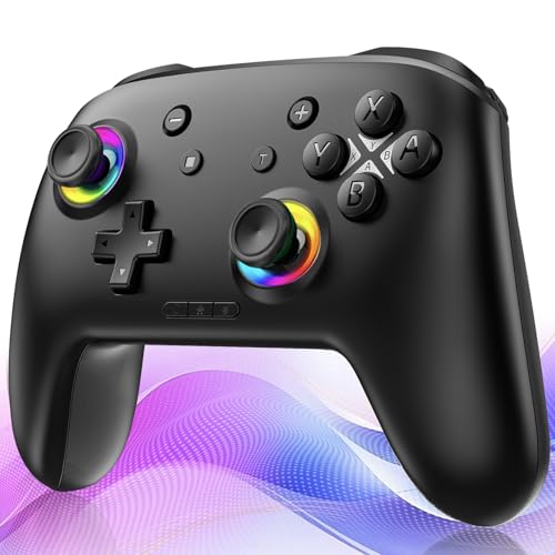 【2026新登場】Switch 2 コントローラー スリープ解除 Cボタン搭載 Switch1/2に対応 スイッチコントローラー ホール効果スティック Bluetooth 無線接続 プロコン 背面ボタン搭載 TURBO連射 マクロ機能 ジャイロセンサー搭載 4階段HD振動 1000mAh大容量 Android/IOS/PC対応 日本語取説付き (Black, 150mm)