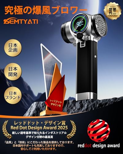 ブロワー 強力 洗車 Semtyait新登場【プロ監修・2600g超強推力・245m/s究極の爆風】ぶろわー エアダスター【ドイツ レッド•ドット賞受賞ブランド】 軽量小型ブロワー 無段階風量調整 超大容量BMS高性能電池 充電式 電動エアダスター ブロワ用アクセサリ 低騒音 米軍規格LEDライト 大掃除/洗車/除雪/PC掃除/家具 車用・家庭用・業務・戸外用等 (シルバー・ブラック)