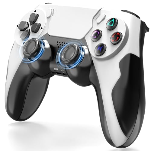 PC コントローラー【eスポーツ専用ゲームパッド・3D ホール効果スティック トリガー切替対応・1000Hz ポーリングレート】PS4 ゲームパッド Turbo 機能 マクロ機能 6軸ジャイロセンサー搭載 4階段HD振動 タッチパッド 高耐久ボタン ゲームコントローラー ヘッドフォンジャック付き Android/IOS/Windows/PS4/PC対応