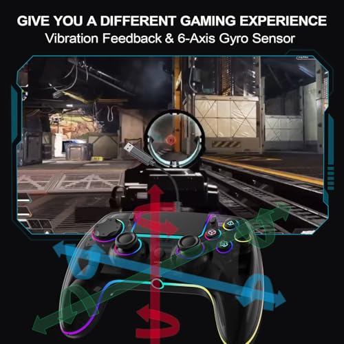 RGB 有線ゲームコントローラー PlayStation 5用 交換用ゲームパッド ホールエフェクトトリガー付き PS-5 & Windows PC ダブル振動モーションセンシングジョイスティック リモートジョイパッド ターボ付き マクロマッピング (ブラック)