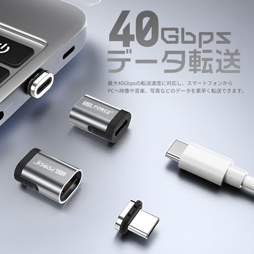 日本の中小企業 Type-C to Type-C マグネット式 変換アダプタ L字 USB-C 240W 8K60Hz USB3.2 GEN2 40Gbps typec ハブ typec to type c usb c マグネット 充電 データ転送 変換アダプタ usbc マグネット変換アダプター (Bタイプ, USB-C(メス)本体のみ)