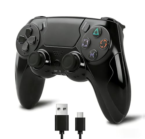 PC コントローラー 2026年新モデル ゲームパッド 無線/有線接続 Bluetooth接続 1000mAh 遅延なし 二重振動 人体工学 ジャイロセンサー機能 重力感応 ホール効果スティック 高耐久ボタン ゲームパット ヘッドフォンジャック付き P4/P3/PC/Android対応 日本語説明書付き (ブラック)