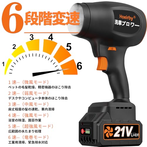 【6 段ロック風速】強力洗車ブロワー エアダスター ノズル 付 PSE 認定 バッテリー残量表示 3000mAh 大容量バッテリー マキタ電池互換 最大風速 80m/s 850g 超強推力 12 枚大ファンブレードターボ 軽量コードレス小型電動ブロワー 落ち葉掃除・庭掃除・キーボード・パソコン・エアコン・バーベキュー対応 日本語説明書付き