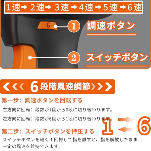 【6 段ロック風速】強力洗車ブロワー エアダスター ノズル 付 PSE 認定 バッテリー残量表示 3000mAh 大容量バッテリー マキタ電池互換 最大風速 80m/s 850g 超強推力 12 枚大ファンブレードターボ 軽量コードレス小型電動ブロワー 落ち葉掃除・庭掃除・キーボード・パソコン・エアコン・バーベキュー対応 日本語説明書付き