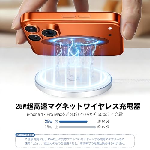 FEEKI Mag Safe充電器 25W Qi2認証 マグネット式 ワイヤレス充電器 急速充電 対応iPhone17/16シリーズ(iOS 26バージョン以降) 超薄軽量 過熱保護 短絡保護機能付き 対応 iPhone15/14/13/12シリーズ＆Androidスマートフォン＆AirPods対応 Type-C接続 旅行・自宅・オフィス用 ホワイト
