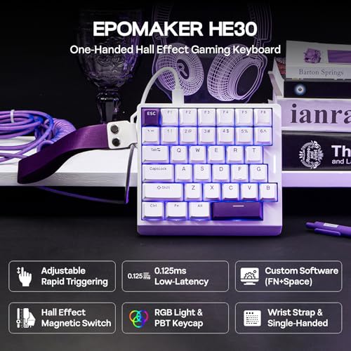 EPOMAKER HE30 左手デバイス 片手キーボード ラピトリ ホール効果 8Kポーリングレート 0.125ms SOCD＆スナップキー