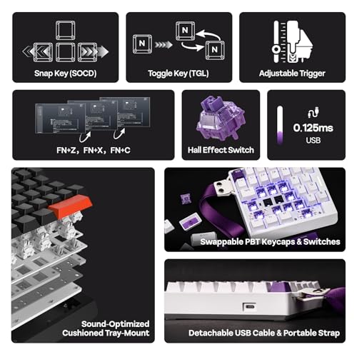 EPOMAKER HE30 左手デバイス 片手キーボード ラピトリ ホール効果 8Kポーリングレート 0.125ms SOCD＆スナップキー