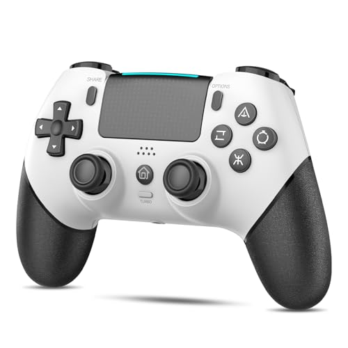 PS4コントローラー【2026年新版·金賞傑作】Onefun ps4 コントローラー 大容量1000mAh Bluetooth無線接続 背面ボタン付き マクロ機能 Turbo自動連射機能 6軸ジャイロセンサー搭載 16時間連続使用 高耐久ボタン イヤホンジャック付き ワイヤレス4コントローラ ー P4/P4 Pro/Slim/PC対応 日本語取扱説明書 （ホワイト/ブラック）