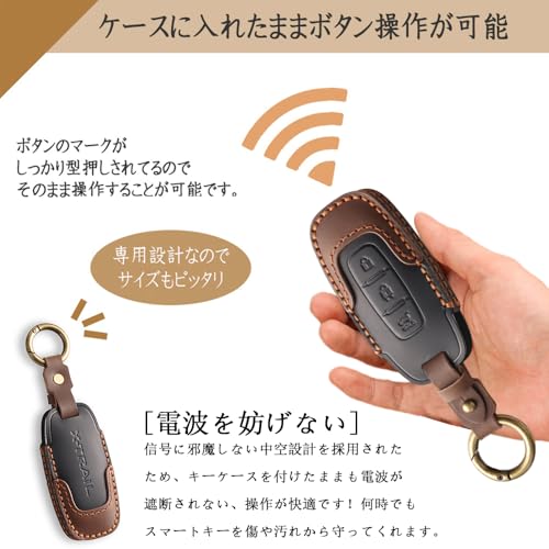 [KOKATO] 日産 エクストレイル T33系 2022年7月～現行 スマートキーケース キーホルダー キーカバー レザー製 ロゴ付き 軽い 汚れと擦れ 傷防止 耐衝撃 落下防止 ドレスアップ カスタム 3ボタン