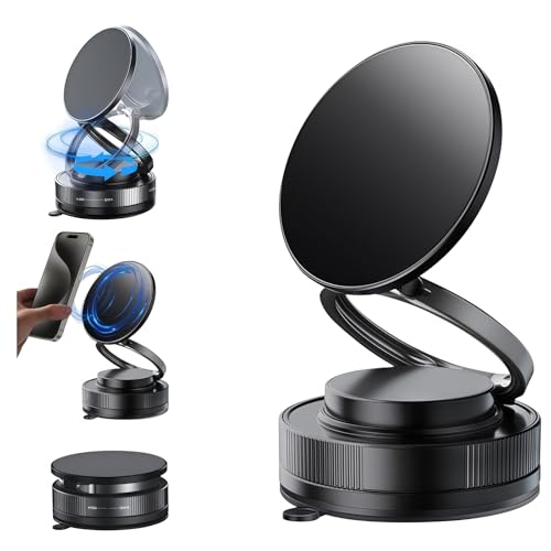GTIOT スマホホルダー 車載マグネットスタンド、24×N55磁石、360°回転台座、多角度自由調節、片手操作、折りたたみ式、高級合金素材、iPhone 16 Pro Max対応 (灰色)