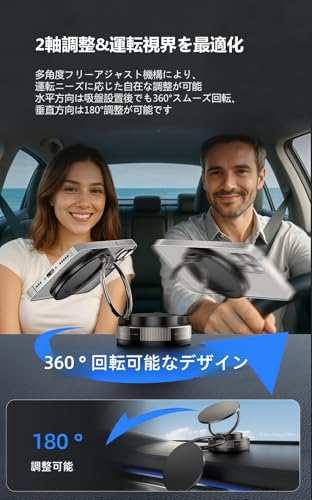 GTIOT スマホホルダー 車載マグネットスタンド、24×N55磁石、360°回転台座、多角度自由調節、片手操作、折りたたみ式、高級合金素材、iPhone 16 Pro Max対応 (灰色)